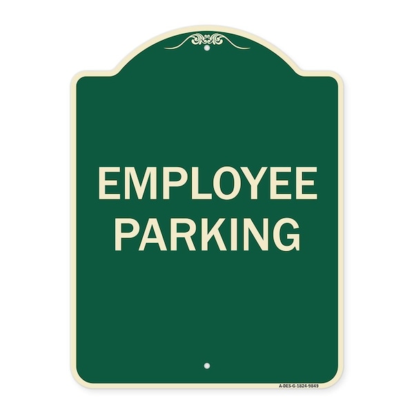 Designer Series Sign-Employee Parking, Green Heavy-Gauge Aluminum, 24" x 18", G-1824-9849